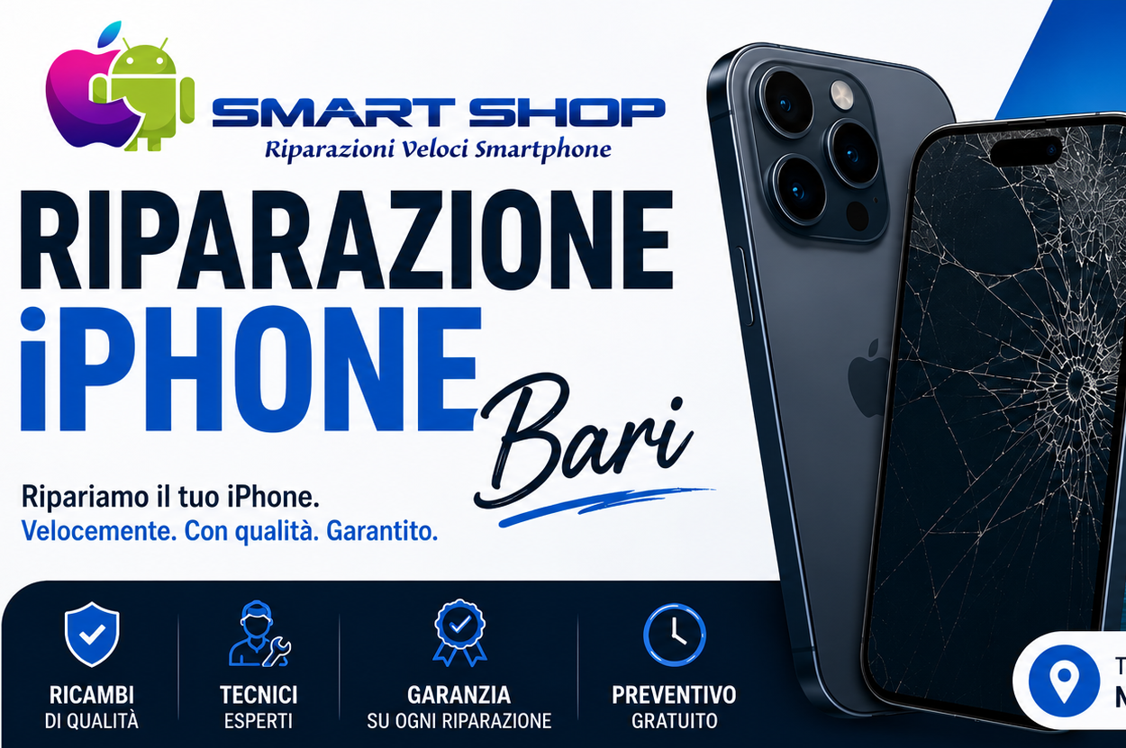 Riparazione iPhone Bari Cambio schermo batteria in 30 minuti anche domenica